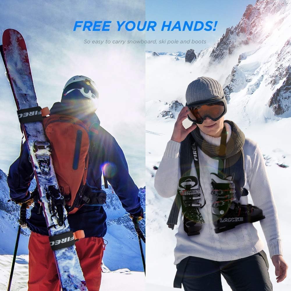 Ski Carrier Strap, Snowboard, Pole and Boot Carry Sling Band Kit Father's Day Gifts for Family Dad Men Women & Kids