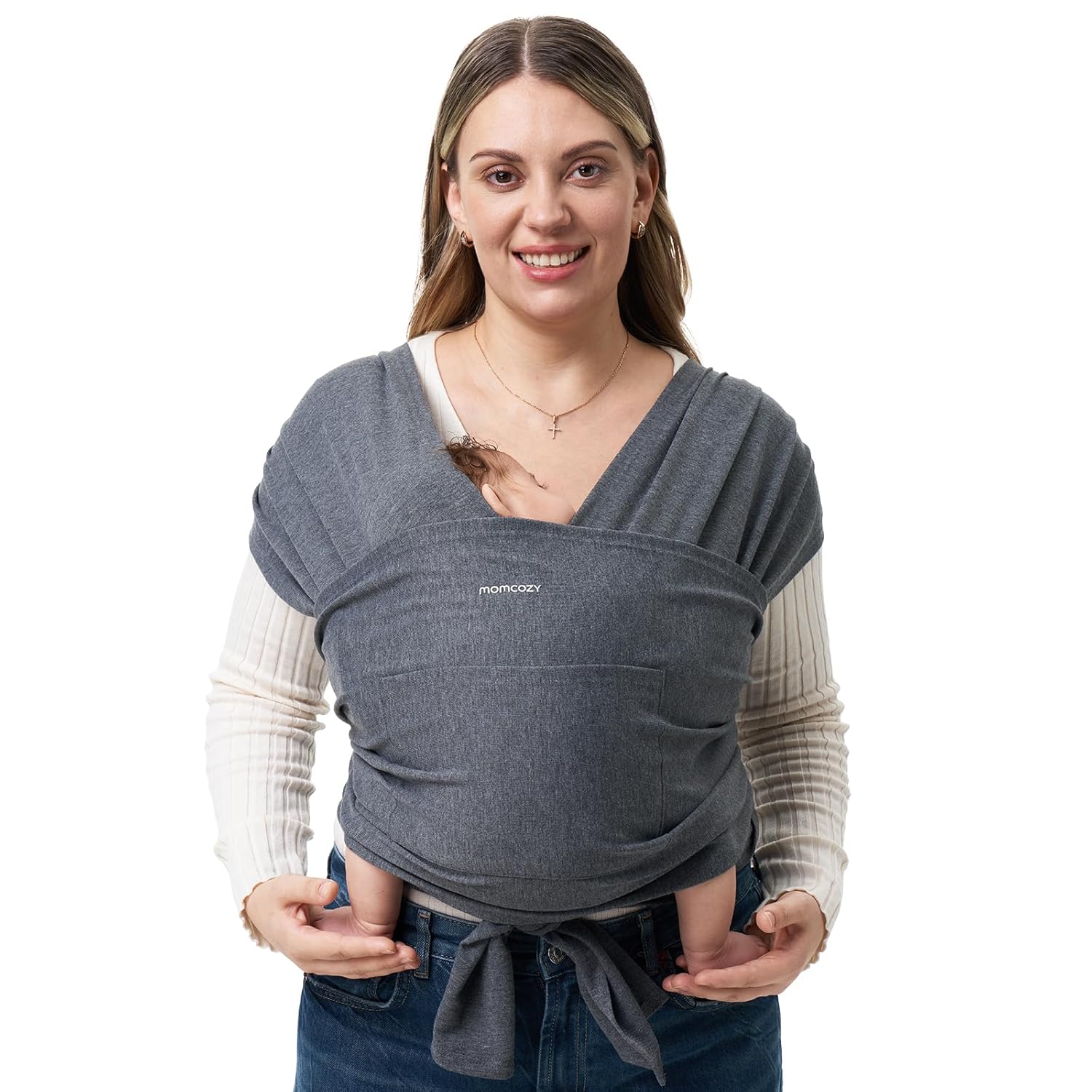Baby Wrap Carrier, Easy-On 2-Piece Design, Newborn to 33 lb | Easy On Like a T-Shirt, XXS-XXL Adjustable Fit, IHDI