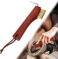 Horse Hoof Pick with Brass Wire Brush and Wooden Grip