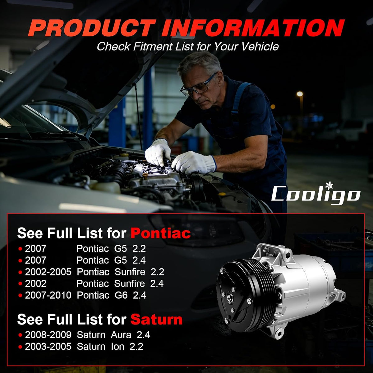 A/C Compressor with Clutch Fits for Chevry Malibu 2.4L 2008-2012,CO20741C