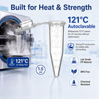 500 Pcs 1.5ml Snap Cap Microcentrifuge Tube with Graduation Heat