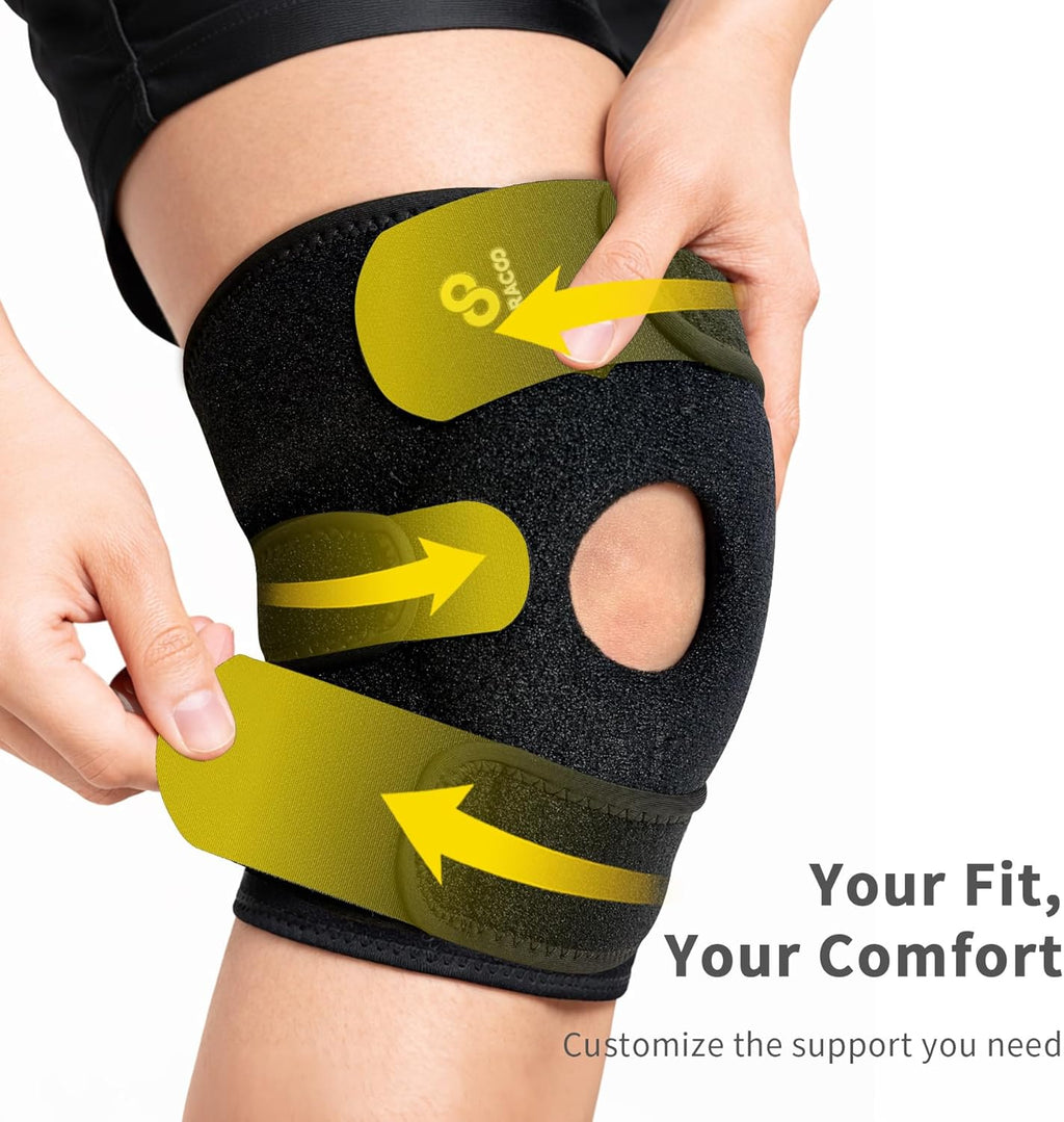 Knee Support Brace for Men Women, Adjustable Compression Sleeve Wrap Patellar Pad Tendon - Arthritis Pain, meniscus