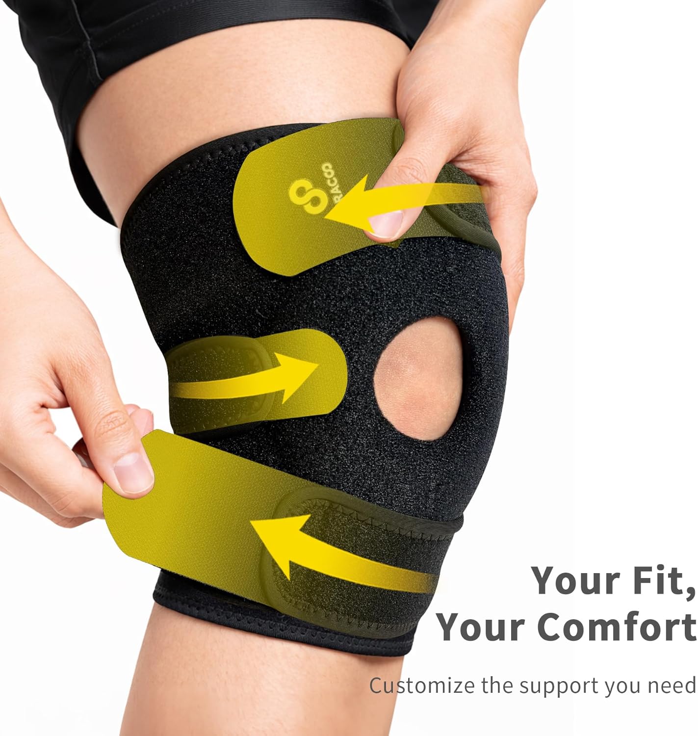Knee Support Brace for Men Women, Adjustable Compression Sleeve Wrap Patellar Pad Tendon - Arthritis Pain, meniscus