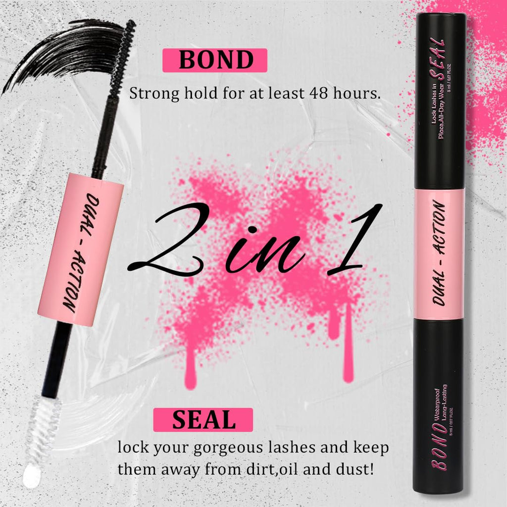 Lash Bond And Seal, Remover, Tweezers Kit Long-Lasting, Waterproof For DIY Eyelash Extension At Home Use Beginners