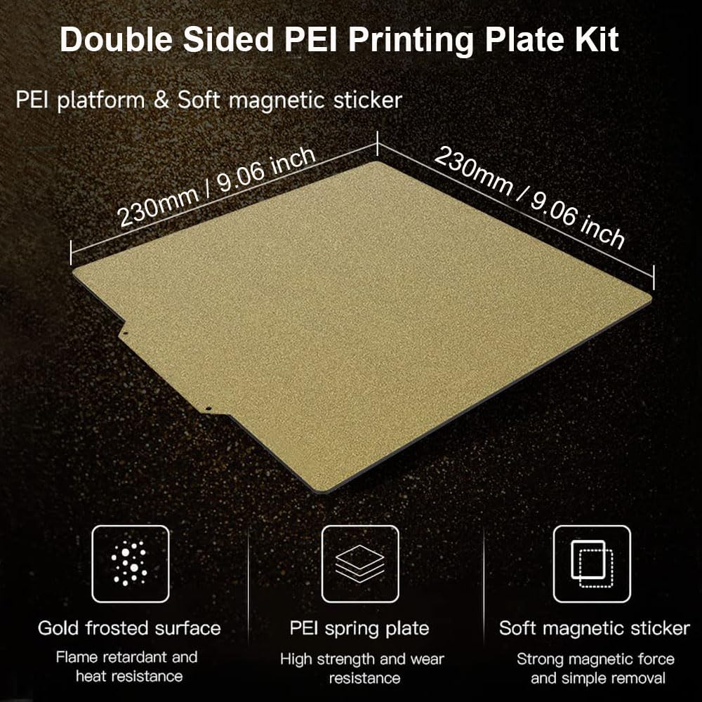 PEI Sheet 230X230mm Flexible Spring Steel Build Plate Double Sided Textured Bed for Anycubic Kobra 2/Kobra 2