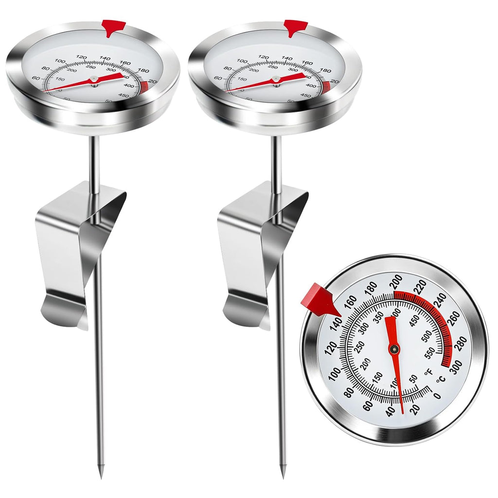 2-Pack 8" Candy Thermometer,2.5" Waterproof Dial Tip-Resistant Clip for
