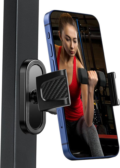 Magnetic Phone Holder for Gym, 360° Adjustable | Gym Phone Mount with Strong Magnet Base, Compatible with All