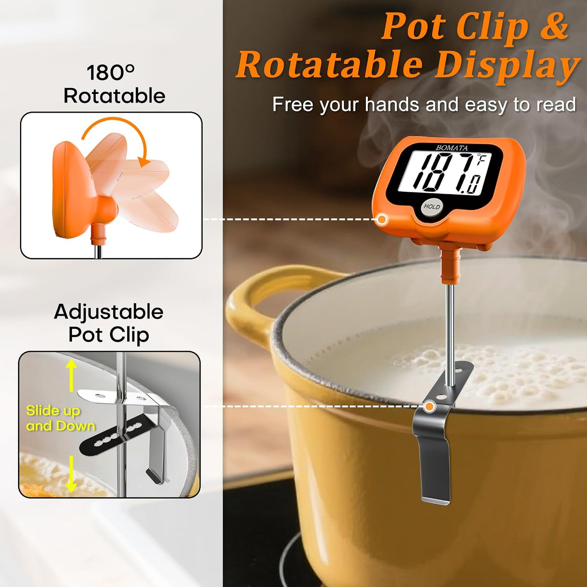 Digital Candy Thermometer with Pot Clip, Deep Fry Oil Thermometer