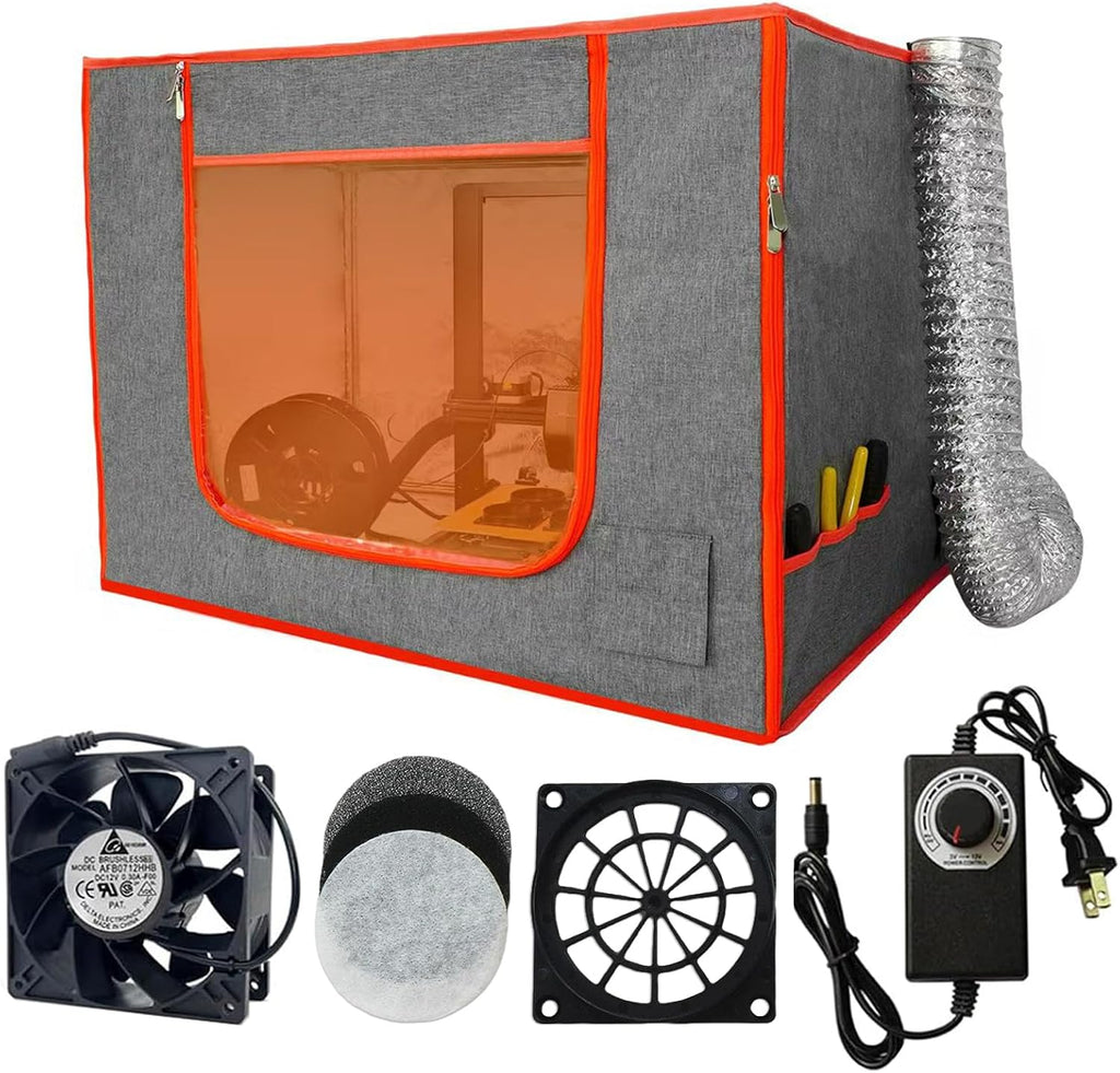 Dual-Placement Resin 3D Printer Enclosure Cover Tent with Adjustable Ventilation Exhaust Fan kit Compatible with