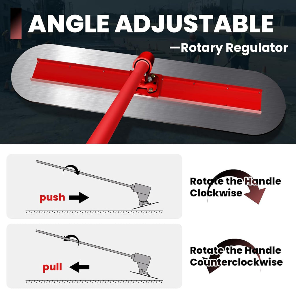Bull Float Magnesium Concrete Tools, 48x12 in Floats Tools Kit, Includes 4 Handles and Smooth Pitch Bracket, Grout