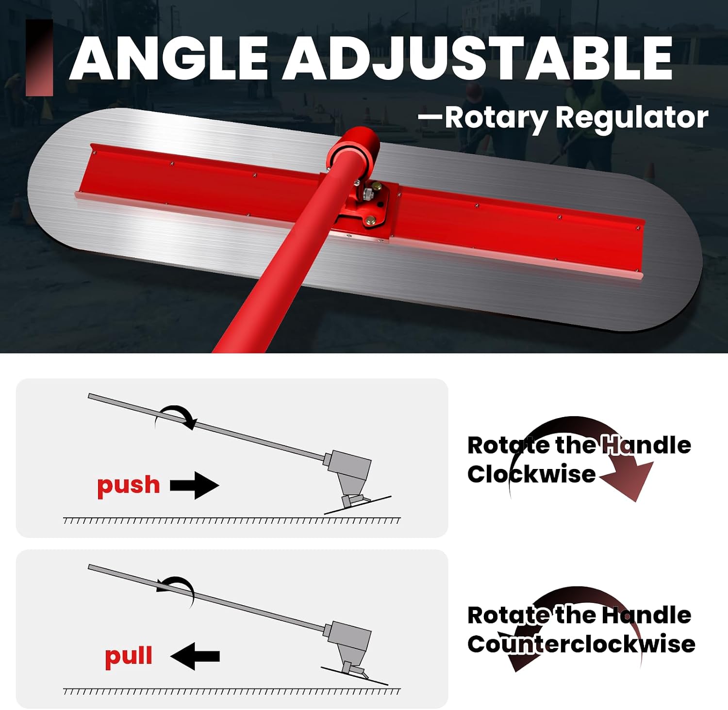 Bull Float Magnesium Concrete Tools, 48x12 in Floats Tools Kit, Includes 4 Handles and Smooth Pitch Bracket, Grout