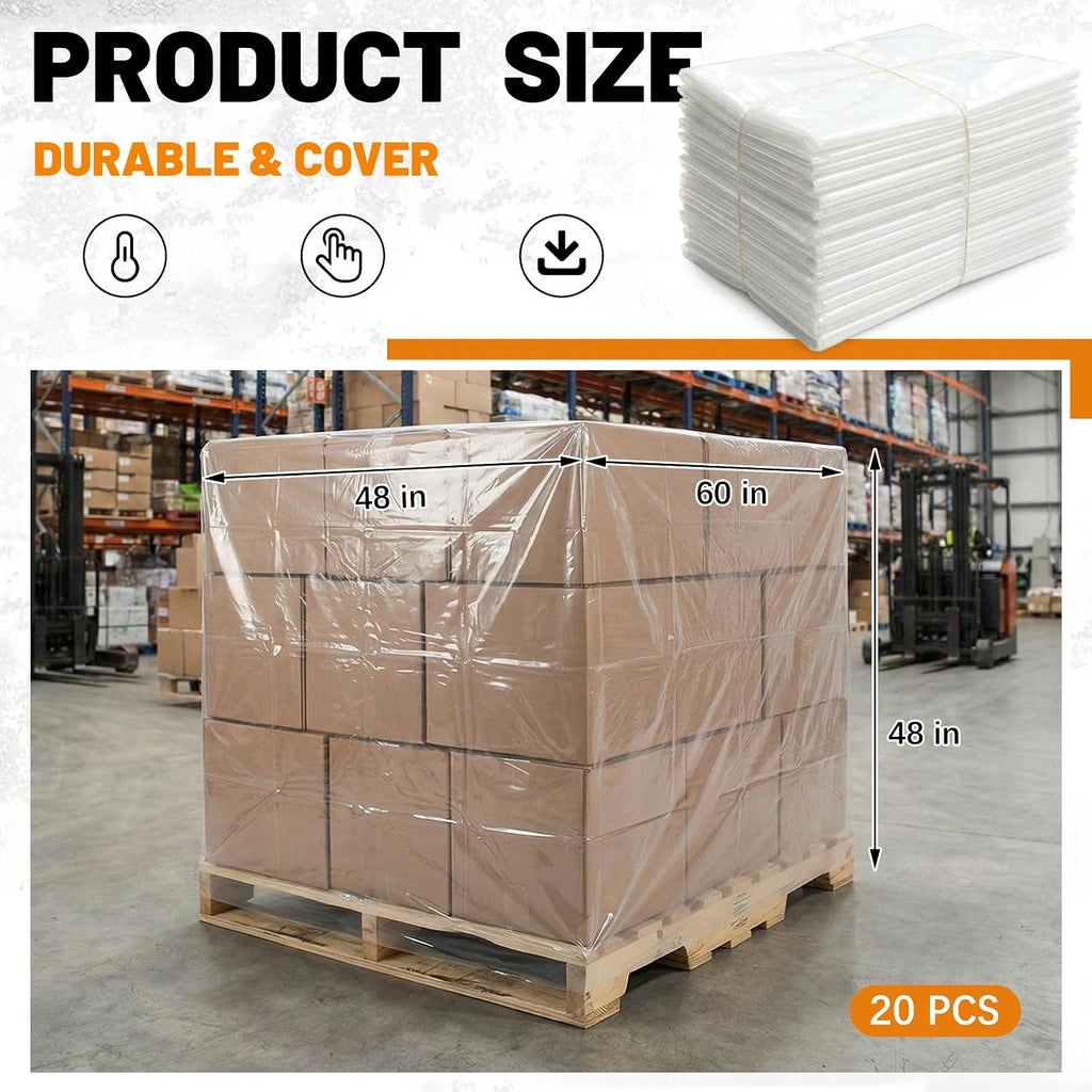 20 Pcs 48 x 60 x 48 Inch Clear Pallet Covers
