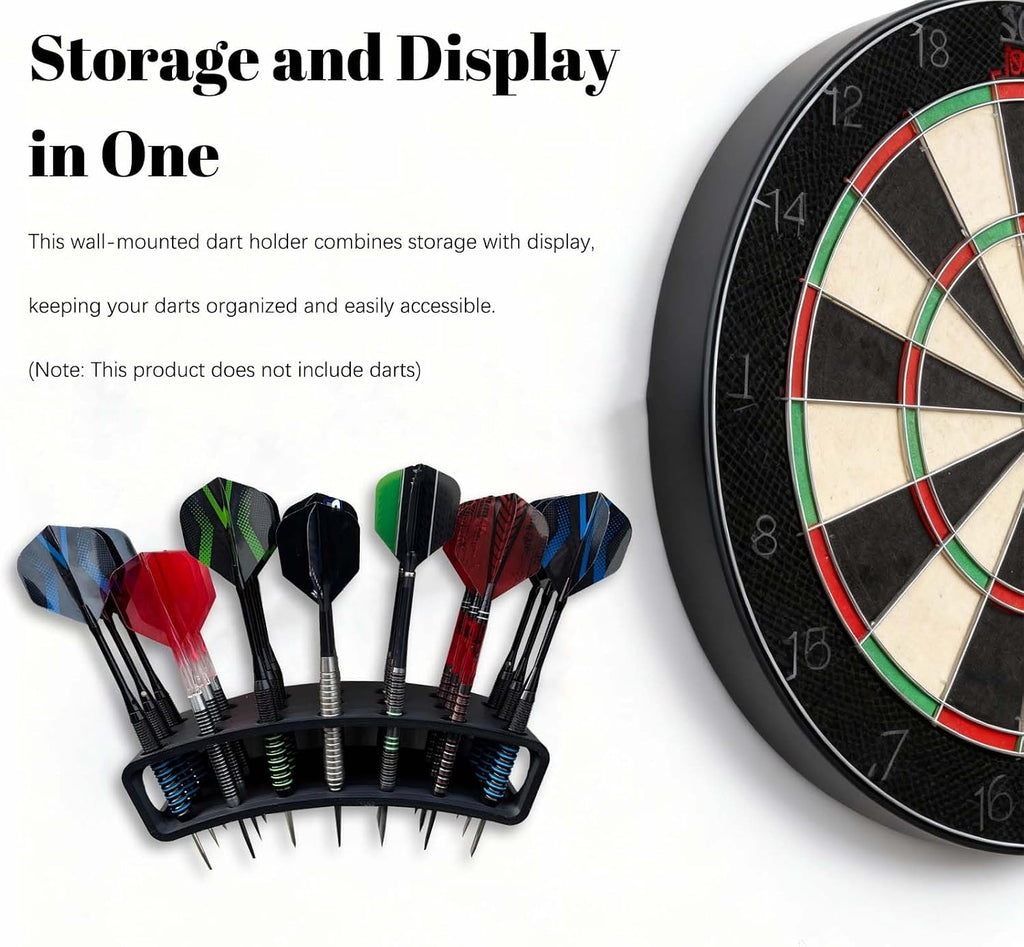 Wall Mounted Dart Holder | 21 Tip Darts Storage and Display Rack | Game Room Organizer Accessory