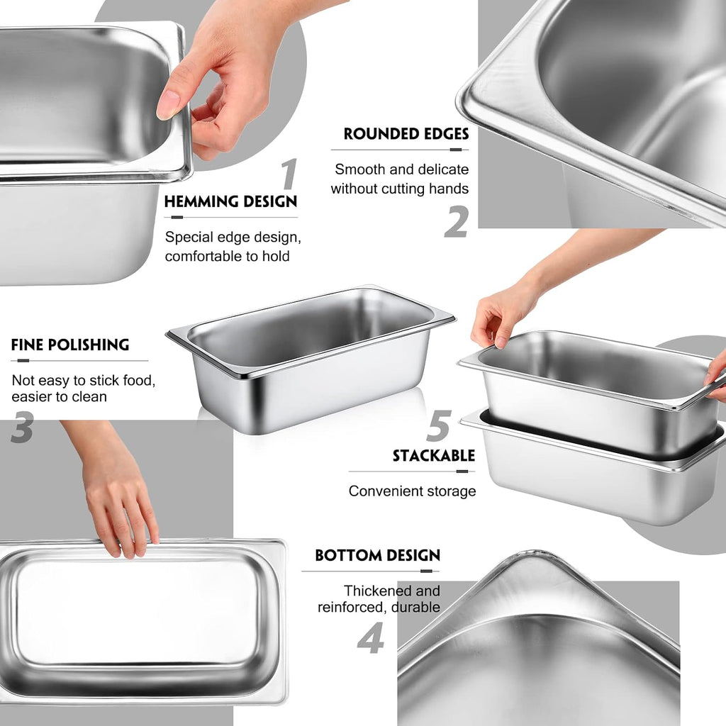 10 Pack Stainless Steel Steam Table Pans
