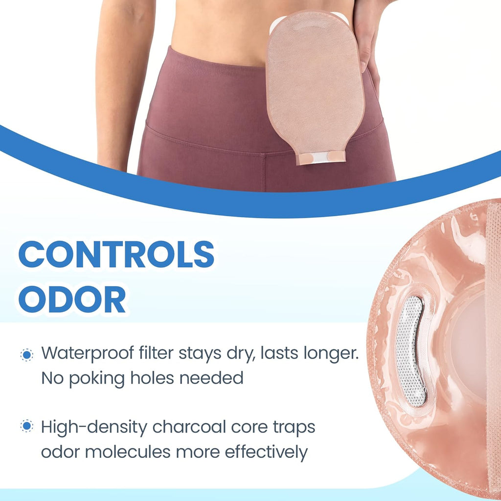100 Count) 68 Colostomy Bags+32 Barriers, Two-Piece System with Hook and Loop Closure, Ostomy Supplies for Stoma