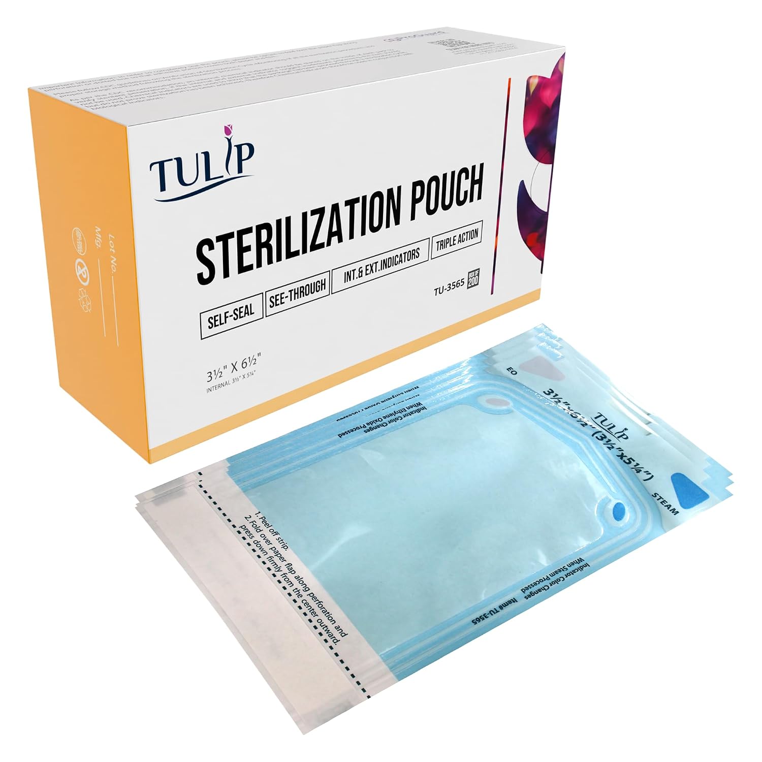 Self Sealing Sterilization Pouch 2.25" x 5" (200 Pack) - Autoclave Sterilizer Bags for Clean Tools - Dental and Nail