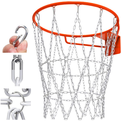 Chain Basketball Net Heavy Duty Metal - 19'' Basketball Chain Net for Hoop Outdoor Indoor Replacement, Rustproof