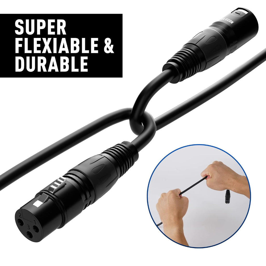 XLR Cable Microphone Cable 25 Feet,Elecan Heavy Duty Balanced XLR Speaker Cable (From 25-200FT) 3-Pin Shielded Male