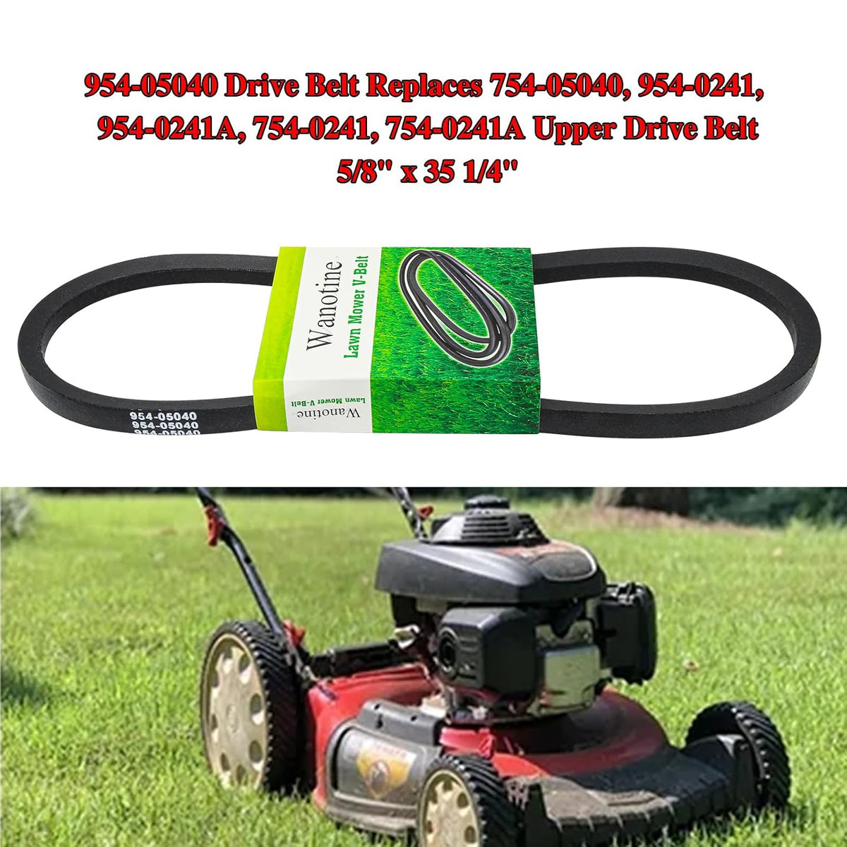 954-05040 Drive Belt Replaces 754-05040, 954-0241, 954-0241A, 754-0241, 754-0241A Upper Drive Belt, Fits MTD Troy-Bilt Craftsman Cub Cadet Lawn Tractor Mowers (5/8" x 35 1/4")