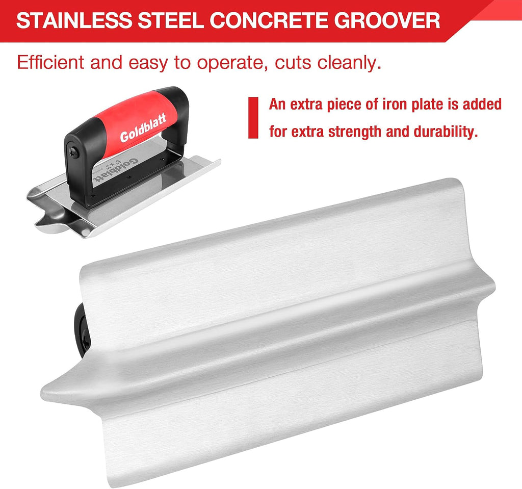 Concrete Tools Include Edger (6" x 3", 1/4"R) and Groover (6" x 3", 1/2"W, 1/2"D), Stainless Steel Concrete Finishing