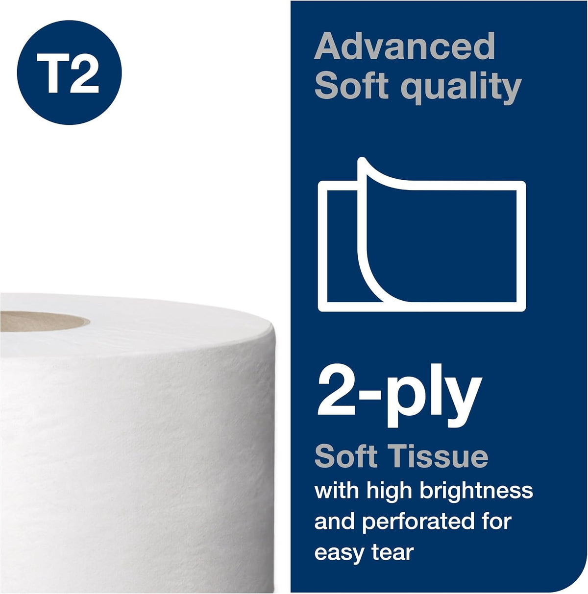 Mini Jumbo Toilet Paper Roll White T2, Advanced, 2-Ply, 12 x 751', 12024402