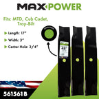 MaxPower 561561B USA Made High Lift 3 Blade Set