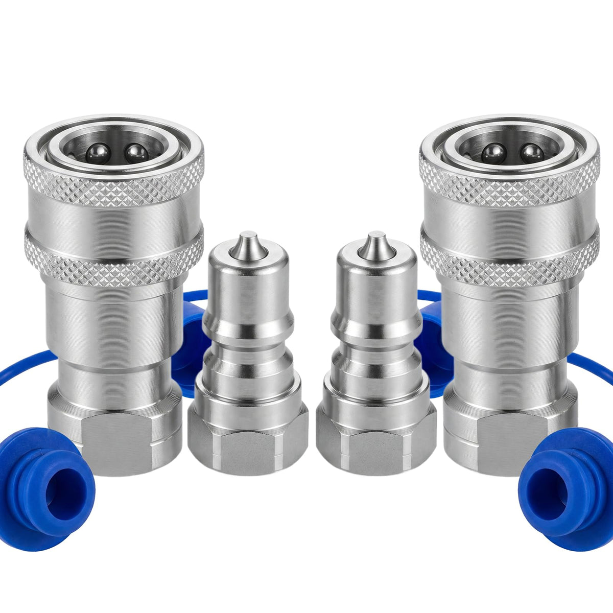Cplbrb 1/4" Hydraulic Quick Connect Couplers Set Ag ISO 7241-B w/Dust Cap