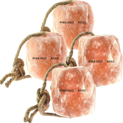 Himalayan Salt Lick for Horses & Livestock with Rope, Natural Mineral Salt Block, 3–4 lbs Each, 4 Pack for Horses