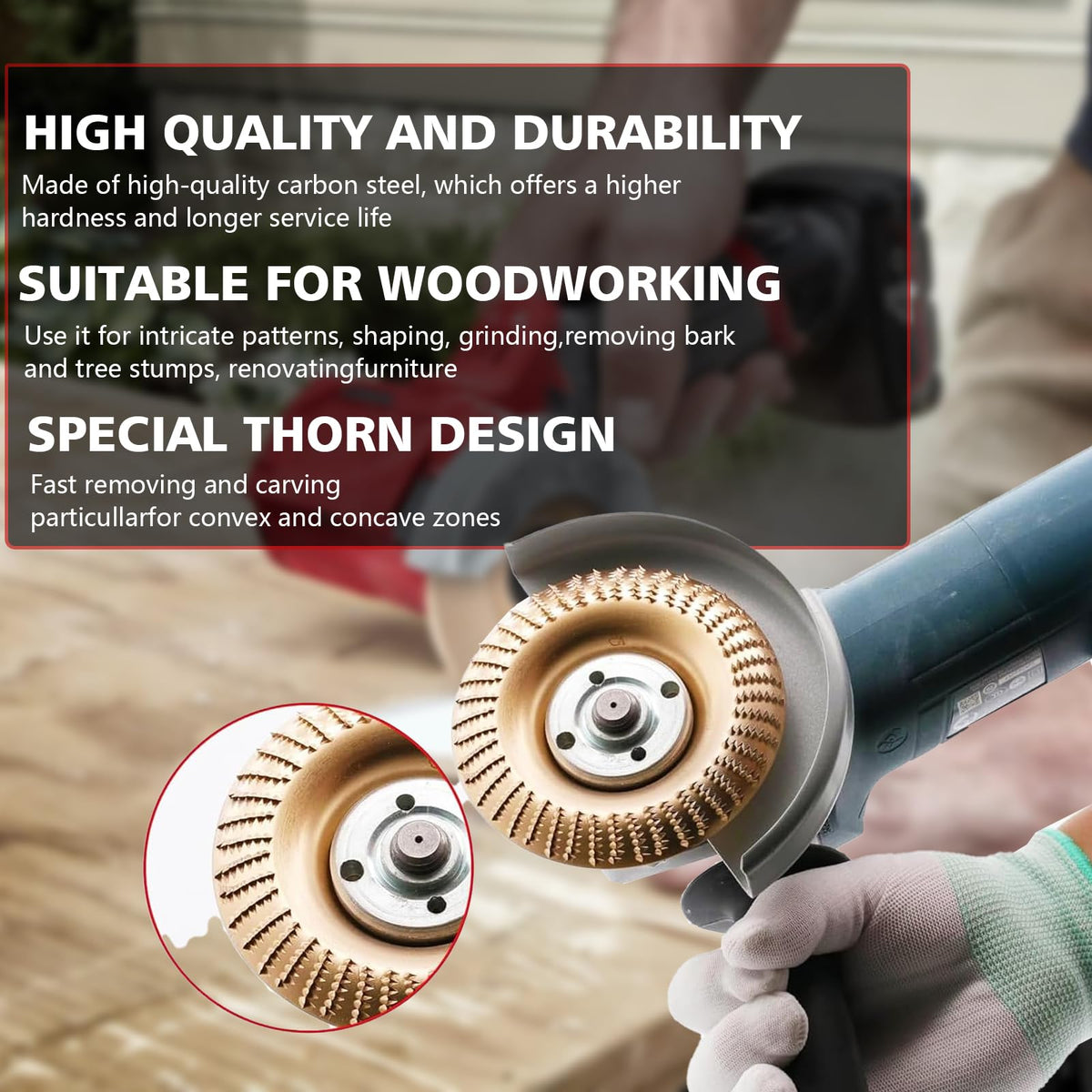 4PCs Angle Grinder Wood Carving Grinding Disc Set