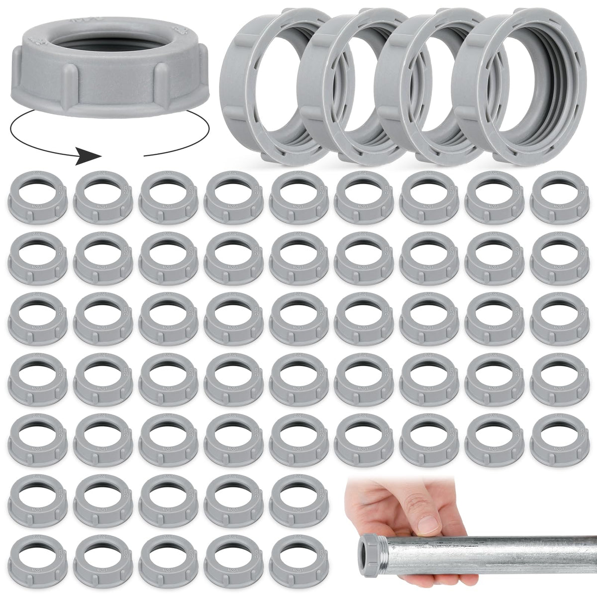 Pushglossy 50 Pcs 3/4 Inch Plastic Electrical Conduit Fittings