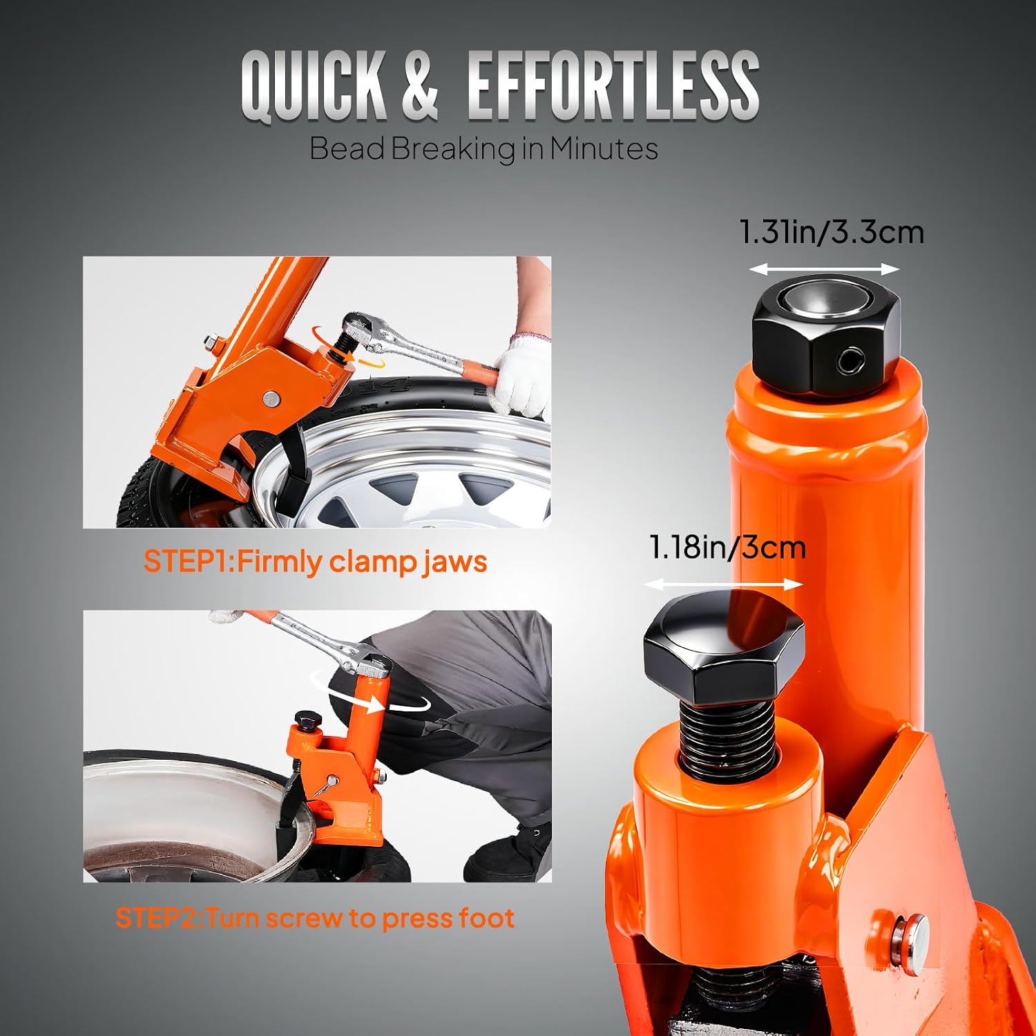 Tire Bead Breaker for 38"-42" with Thickened Rubber Pad, Manual Tire Changer Tool with Scratch-Proof Guard for ATVs