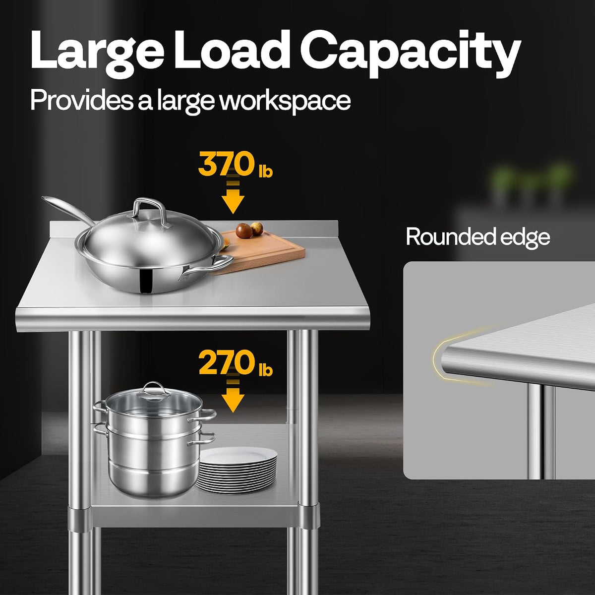 24 x 18 Inch Stainless Steel Work Table with Backsplash and Wheels