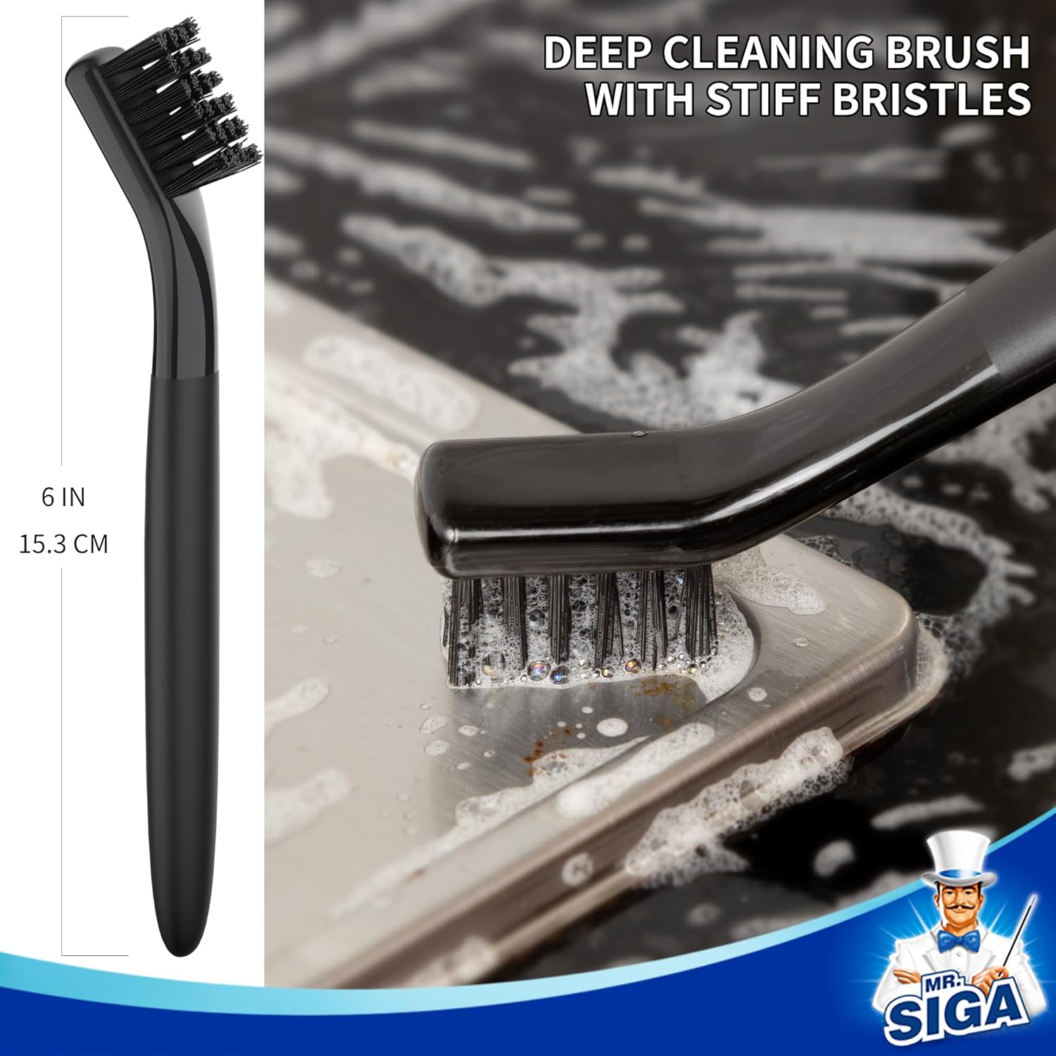 Grout Cleaner Brush Set, Detail Cleaning Brush Set for Tiles, Sinks, Drains, Grout Brush for Edge, Crevice Cleaning