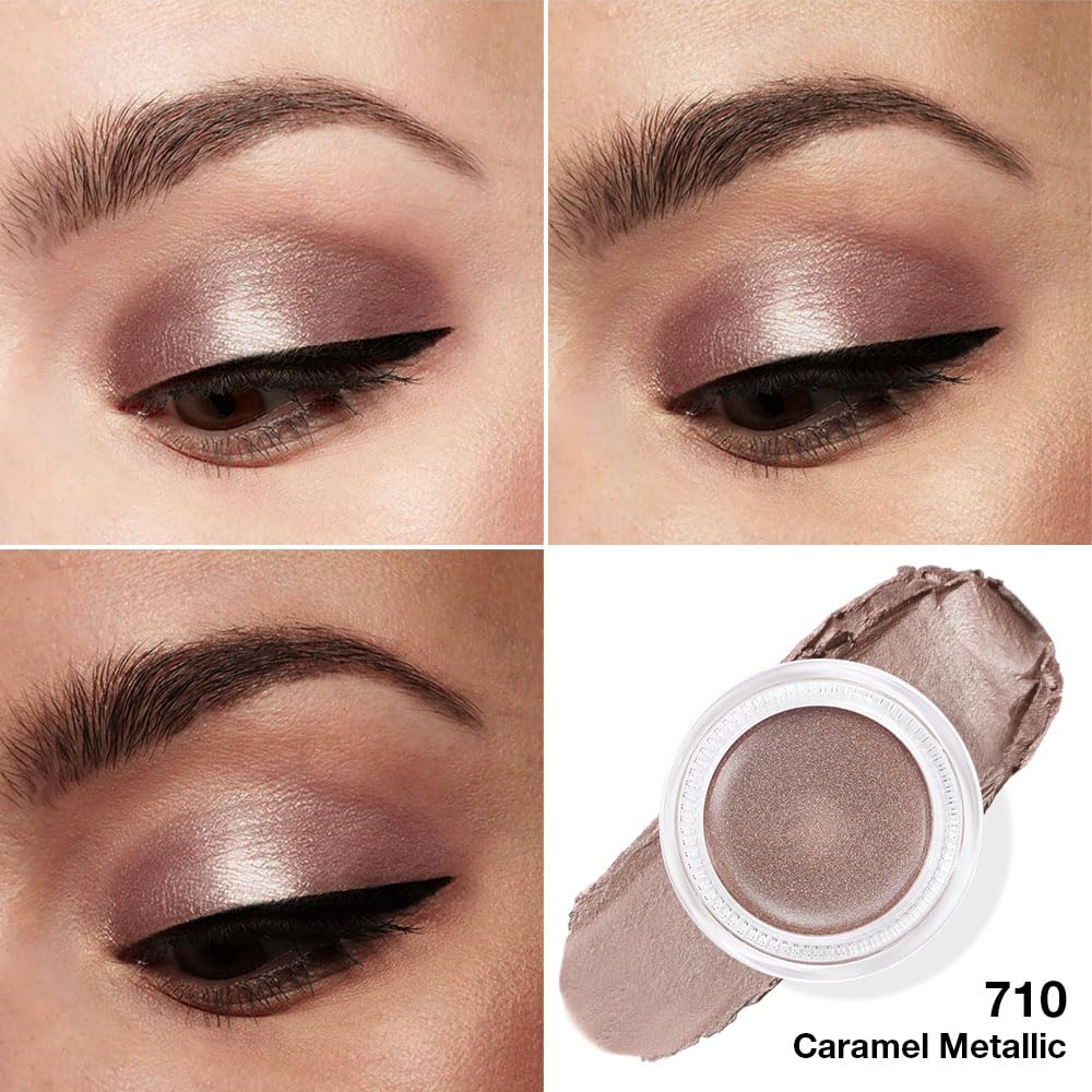 Single Cream Eye Shadow Palette Pot Makeup for Older Women, Caramel Shimmer Glitter Metallic Monochrome Cream to