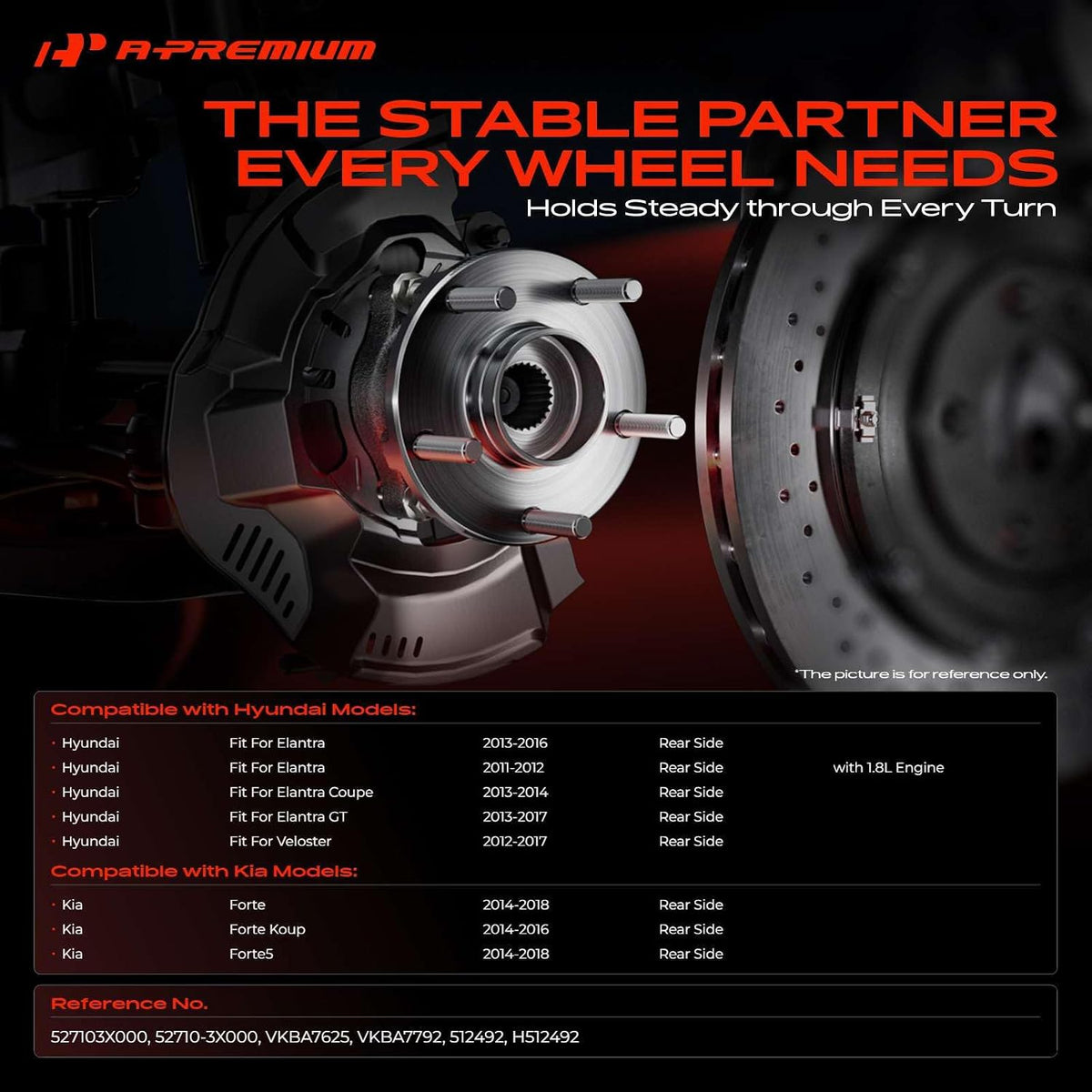 A-Premium 2 x Rear Wheel Bearing Hub Assembly Compatible with Hyundai, Kia