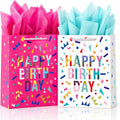 Extra Large Birthday Gift Bags, 2 Pack, 16.5 x 6 x 12 Inch