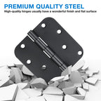 3 Pack Black Door Hinges 4 Inch x 4 Inch with 5/8" Radius Corners