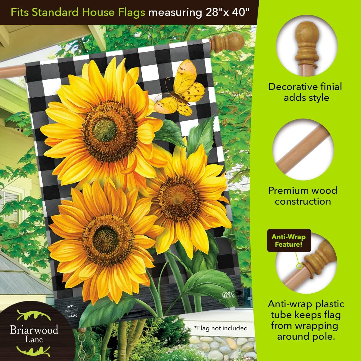57" Pine Wooden Flag Pole