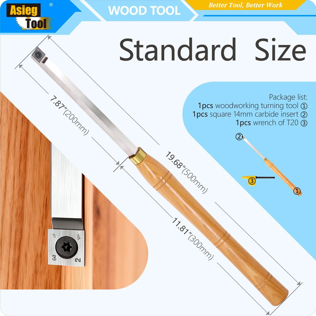 Wood Turning Tools Rougher Carbide Tipped Lathe Chisel Tool Bar 19.68 Inches With 14mm Straigt Edge Square Carbide