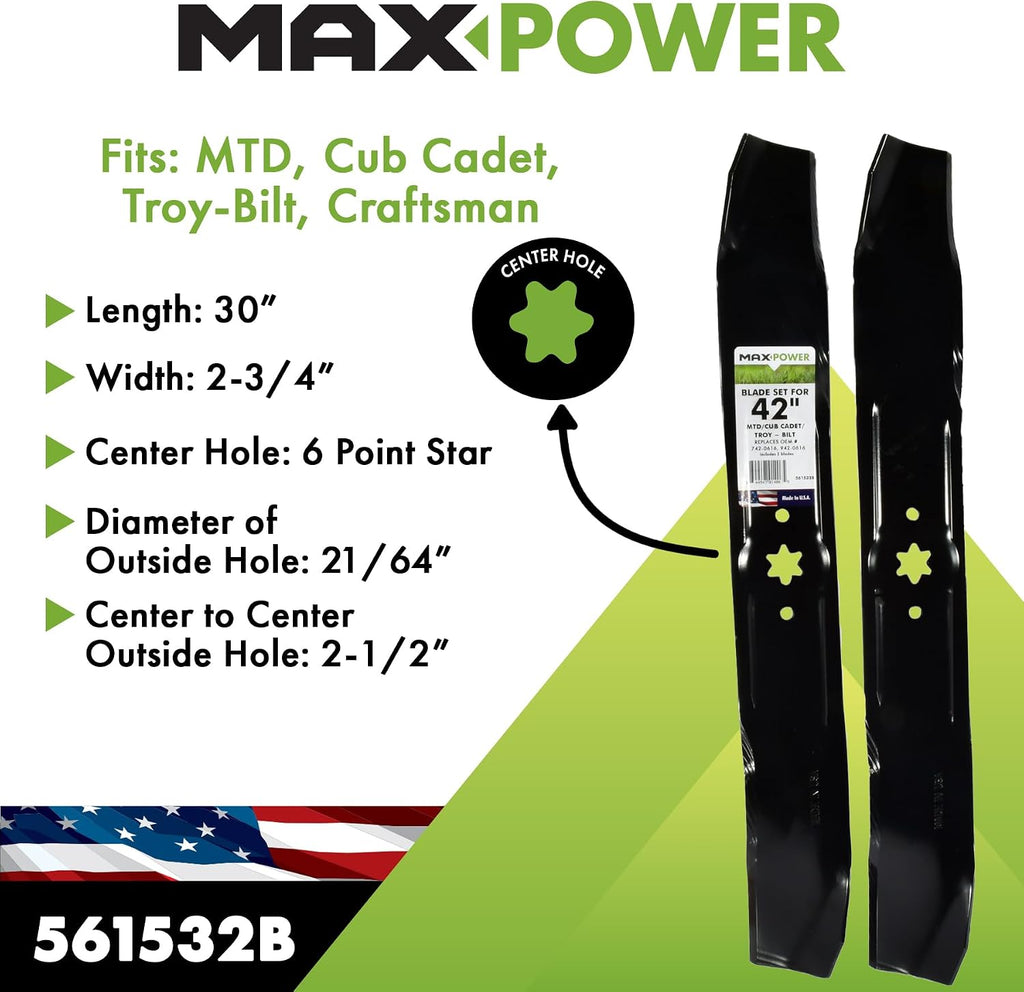 MaxPower 561532B USA MADE 2 Blade Mulching Set