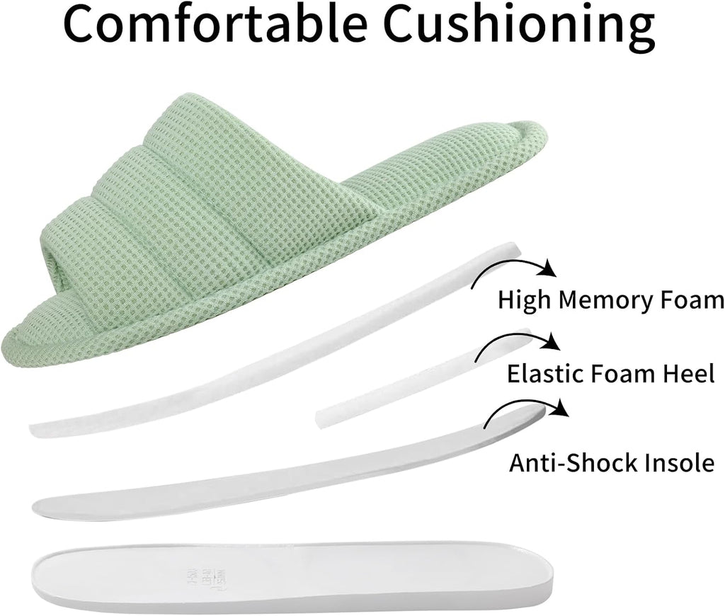 Summer House Slippers for Women Men Waffle Indoor Slippers | Breathable Open toe Home Shoes, Memory Foam Slip-on
