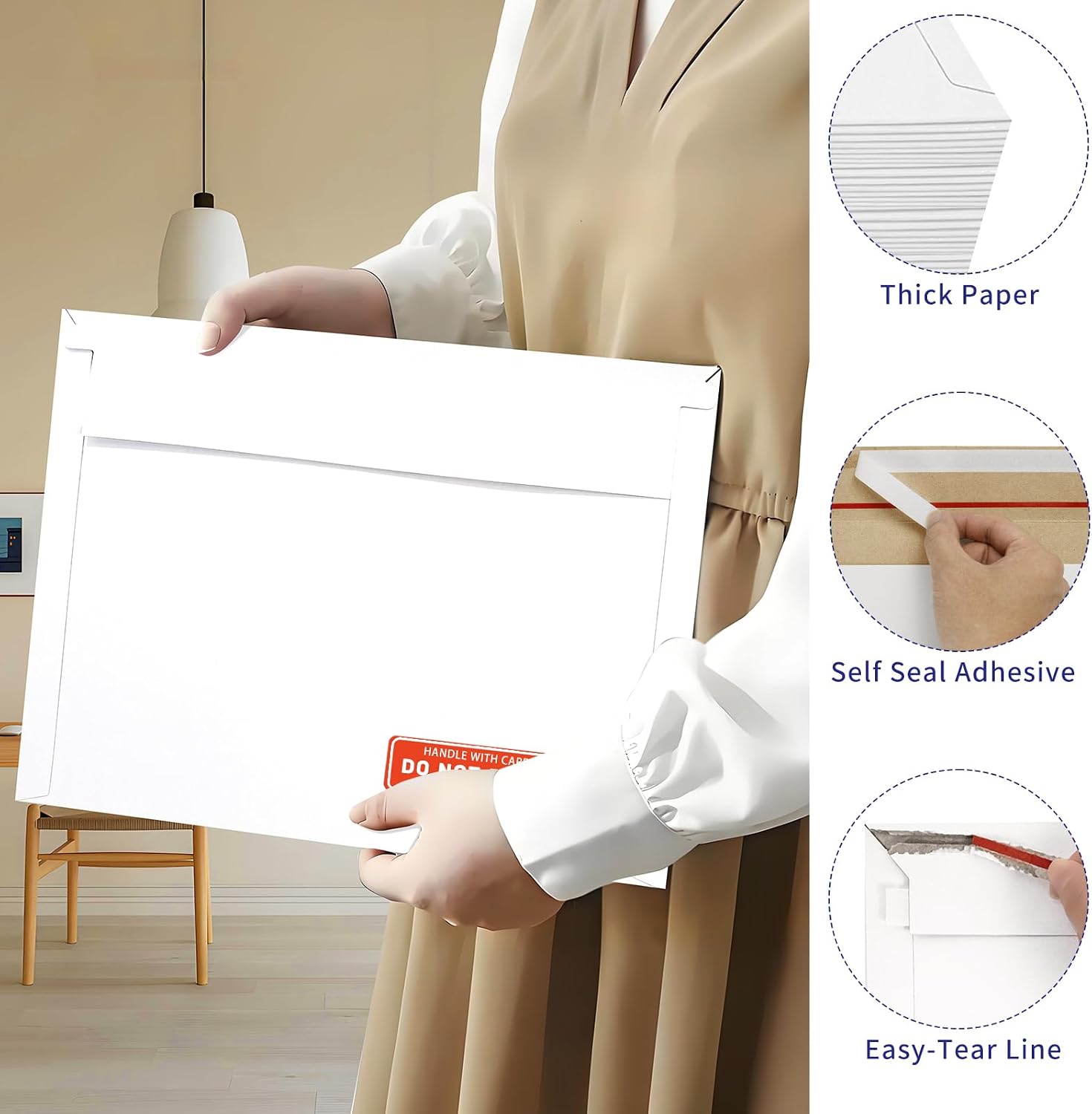 120 Pack Photo Document Mailers with Self Adhesive Seal, 13 x 9.25 Inch Rigid Mailers Stay Flat Cardboard Envelope