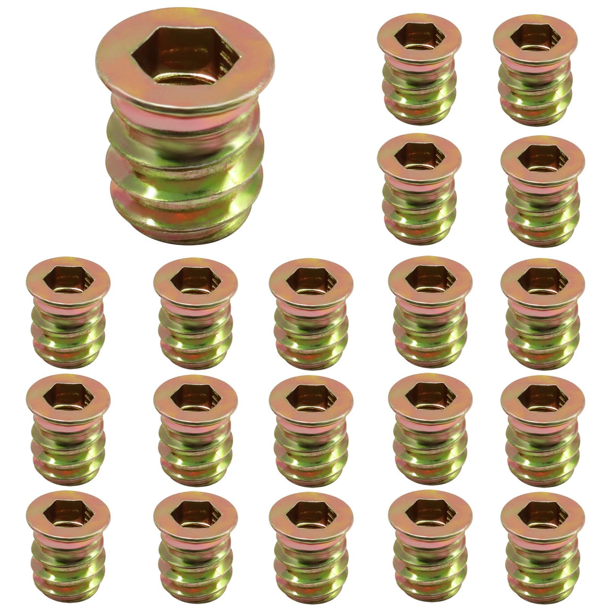 Piutouyar 20 Pcs M6x13mm Threaded Inserts Nuts for Wood