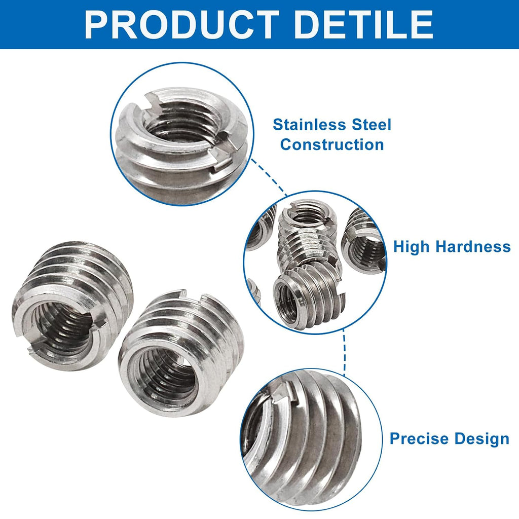 10Pcs Self Tapping Thread Inserts, Stainless Steel M5 Female M8 Male