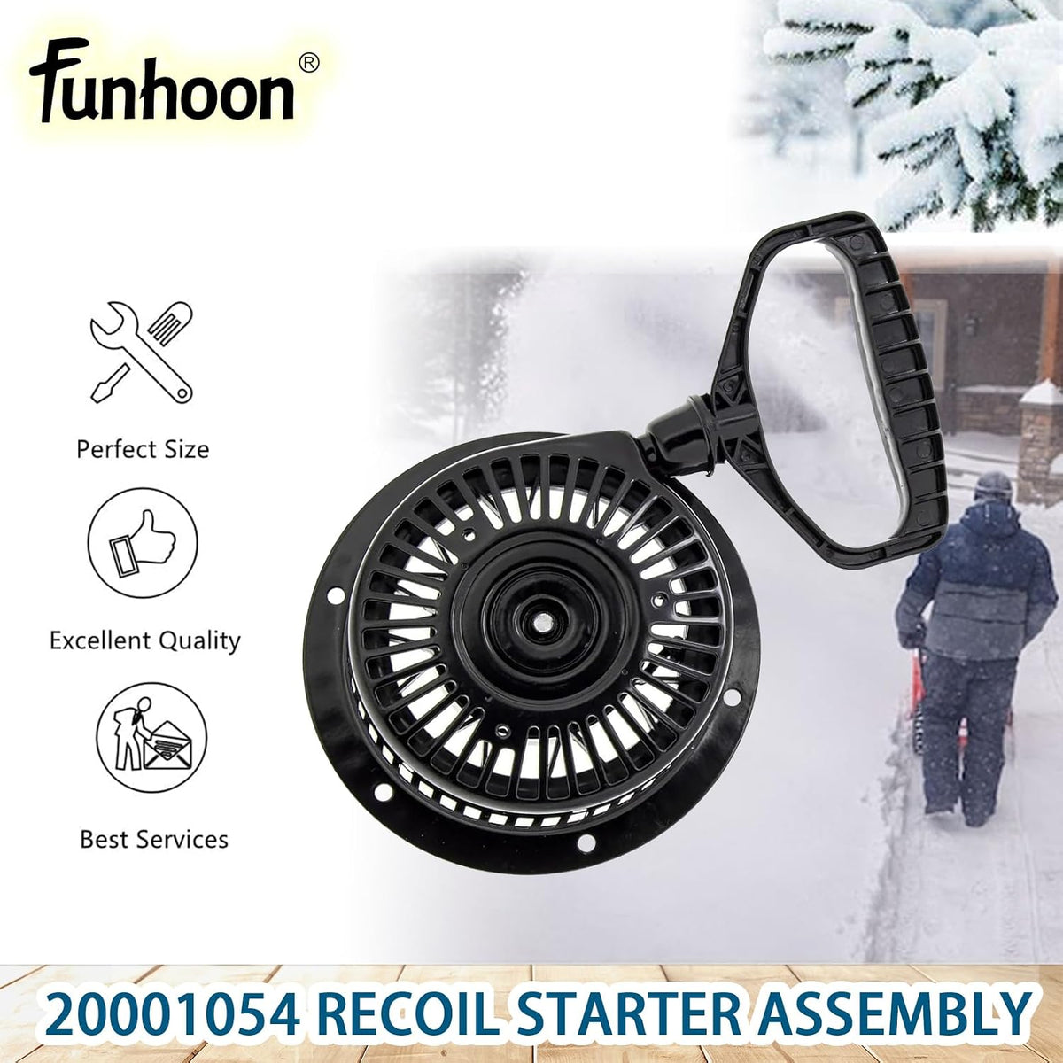 Funhoon 20001054 Pull Cord Recoil Starter Assembly for Ariens SNO-Tek, Compact, Classic, Deluxe, AX254 Engines, 920021, 920022, 921024, 921030 Snow Blowers
