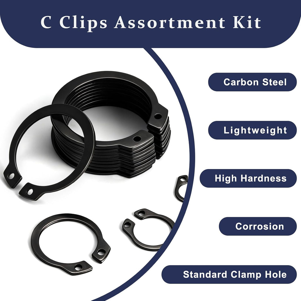ZQZ C Clips Assortment Kit (M4-M28), 460 Pcs External Retaining Rings Set