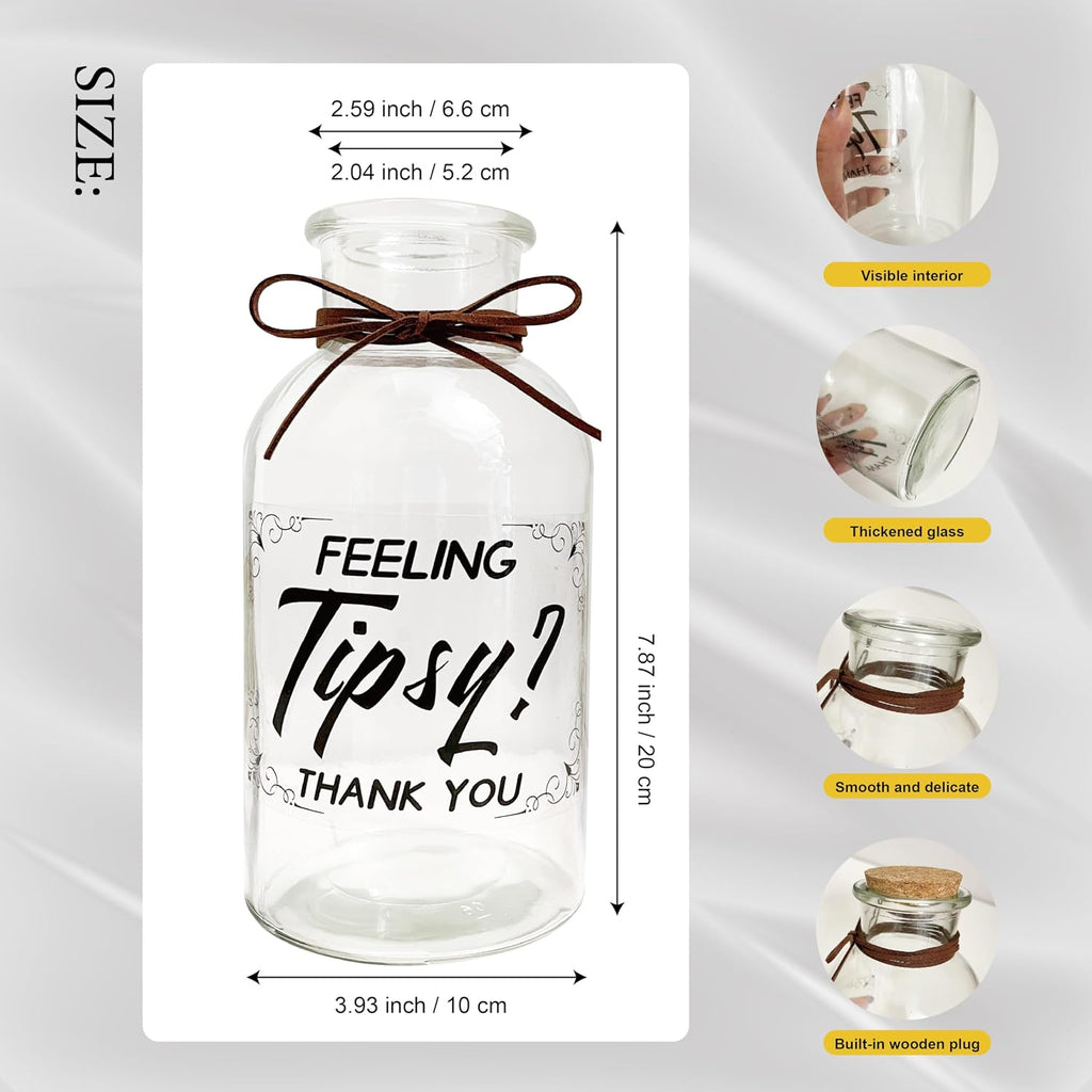 Feeling Tipsy Large Glass Tip Jar for Bartenders, Restaurants and Bars