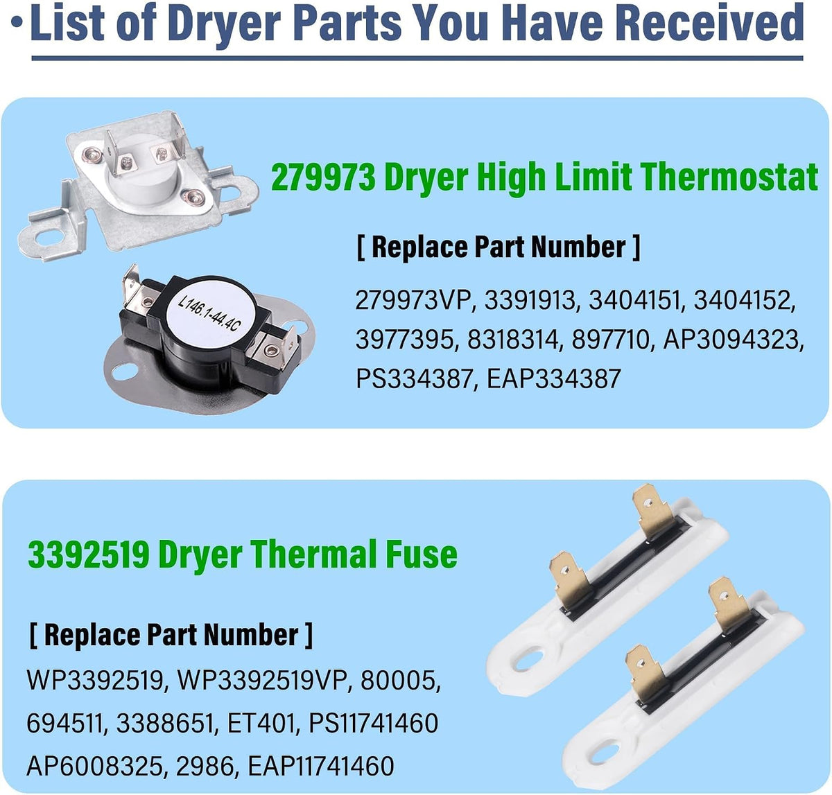 MED5500FW0 Heating Element Kit Fit for May-tag Bravos 400 3000 Series Dryer