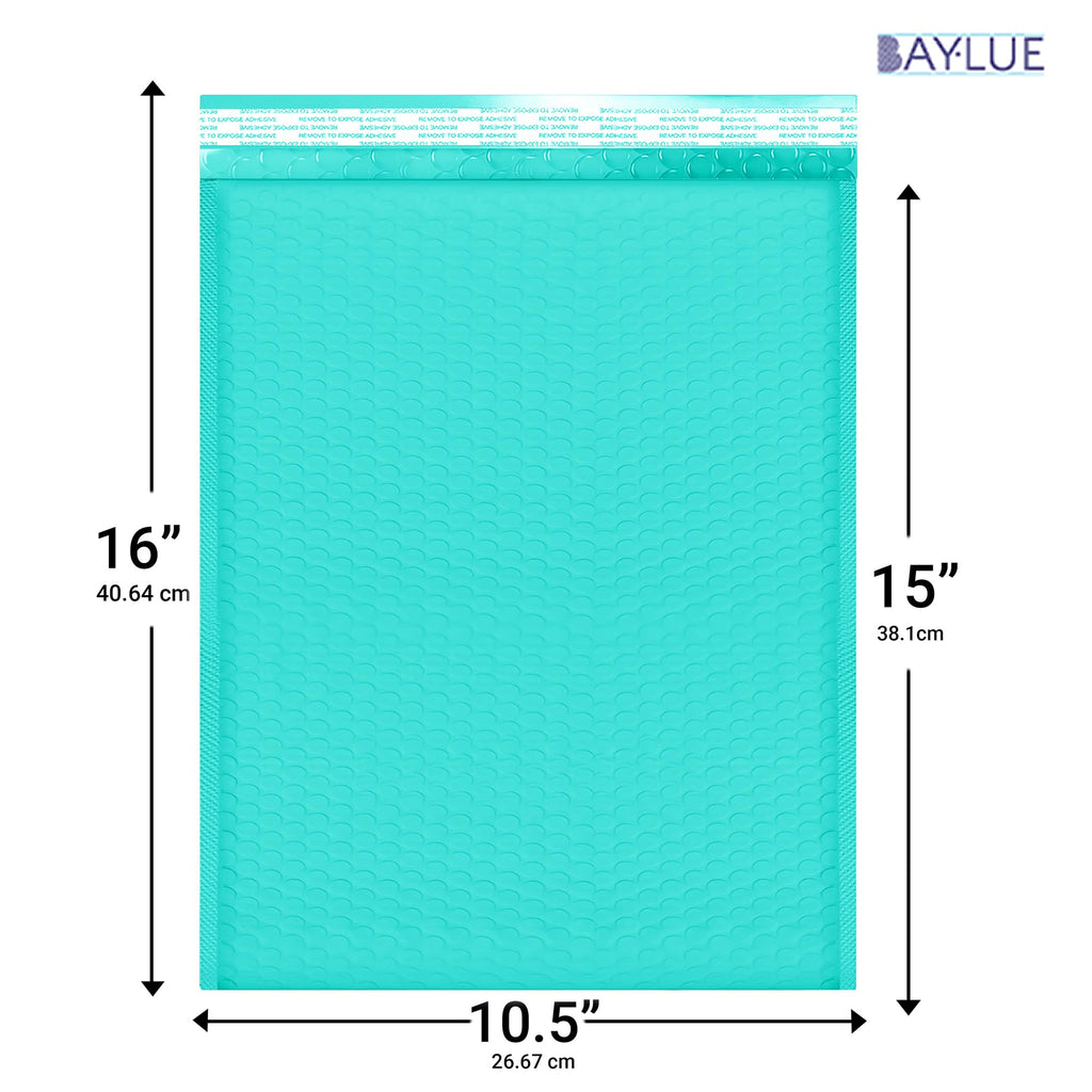 Teal Bubble Mailers 10.5x16, Poly Padded Envelopes #5, 100 Pack Bulk