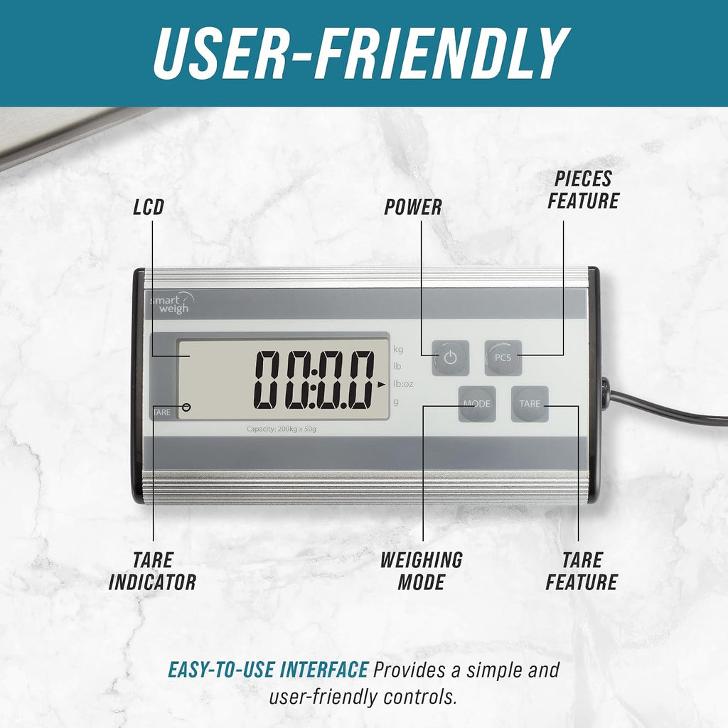 Shipping Scale Digital Postal Scale for Packages 440lbs x 6 oz | Heavy Duty Stainless Steel Platform Scale, UPS USPS